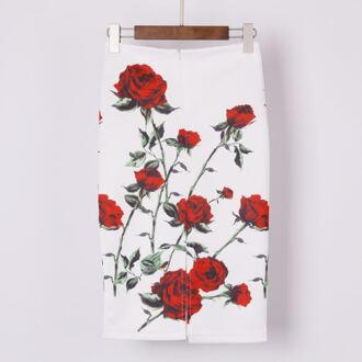 vrouwen Rok Elegante Stijl Vintage bamboe Print Lange Schede Potlood Rokken Retro Open Slit Slim Bodycon N25 / XL