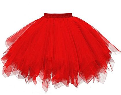 Vrouwen Rokken Baljurk Effen Rok Dansen Mini Tule Rok Meisjes Tutu Ballet Kleding Zwart Roze Geplooide Gaas Korte Rok # 5% Rood