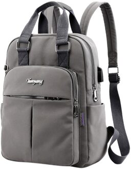 Vrouwen Rugzak Grote Capaciteit Tas Schoudertassen Laptop Tas Met Usb Jack Reizen Rugzakken Mochila Mujer # Js5 donker grijs