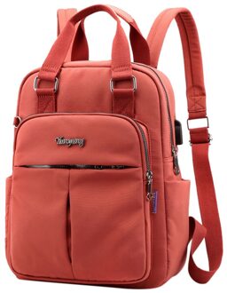 Vrouwen Rugzak Grote Capaciteit Tas Schoudertassen Laptop Tas Met Usb Jack Reizen Rugzakken Mochila Mujer # Js5 oranje