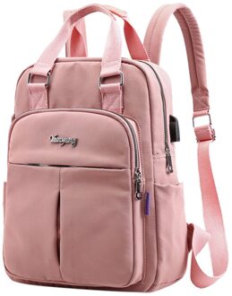 Vrouwen Rugzak Grote Capaciteit Tas Schoudertassen Laptop Tas Met Usb Jack Reizen Rugzakken Mochila Mujer # Js5 roze