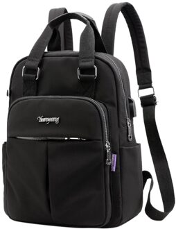 Vrouwen Rugzak Grote Capaciteit Tas Schoudertassen Laptop Tas Met Usb Jack Reizen Rugzakken Mochila Mujer # Js5 zwart