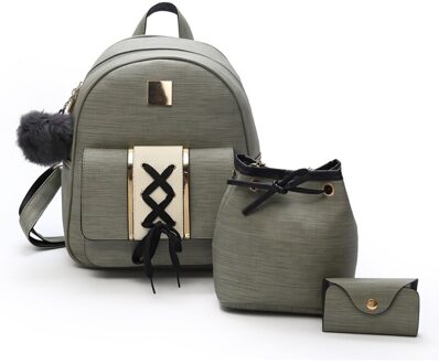 Vrouwen Rugzak Meisjes Solid Pu Lederen Schoudertas Mini Rugzak Schoudertas Vrouwen Rugzak Set Tas Mochila Femininadropshipping 50 licht groen