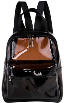 Vrouwen Rugzak Transparante Mode Veelzijdige Student Tassen Jeugd Lederen Rugzakken Mode PVC Schooltas # L5 zwart