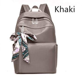 Vrouwen Rugzakken Waterdichte Oxford Doek Mode Lint Schoudertassen Zachte Schooltas Dames Anti-Diefstal Vakantiereizen Rugzakken khaki