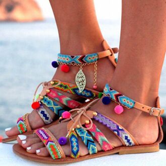 Vrouwen Sandalen Zomer Schoenen Bohemian Gladiator Lederen Sandalen Flats Zomer Schoenen Vrouw Strand Sandalen Voor Vrouwen Sandalia Mujer 38