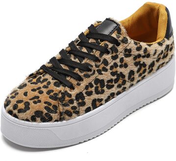 Vrouwen Schoenen Luipaard Trainers Platform Sneakers Mid Hak Ronde Neus Dikke Zool Schoenen Lace Up Lente Zomer Dames Sneakers 6