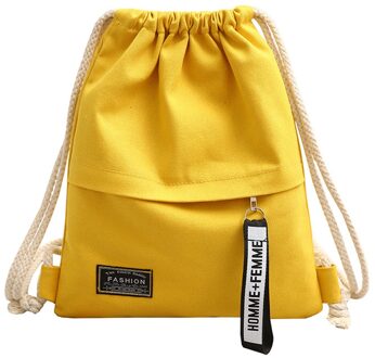 Vrouwen School Gym Tasje Cinch Sack Canvas Storage Pack Rugzak Rugzak Pouch Mochila Tasje Reizen Rugzakken Geel