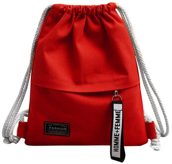 Vrouwen School Gym Tasje Cinch Sack Canvas Storage Pack Rugzak Rugzak Pouch Mochila Tasje Reizen Rugzakken Rood