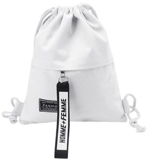 Vrouwen School Gym Tasje Cinch Sack Canvas Storage Pack Rugzak Rugzak Pouch Mochila Tasje Reizen Rugzakken wit