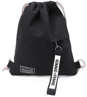 Vrouwen School Gym Tasje Cinch Sack Canvas Storage Pack Rugzak Rugzak Pouch Mochila Tasje Reizen Rugzakken zwart