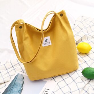Vrouwen Schoudertas Canvas Grote Capaciteit Katoenen Doek Tote Bag Eco Opvouwbare Boodschappentas Dames Handtassen shopper geel
