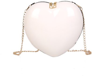 Vrouwen Schoudertas Rits Hartvormige Crossbody Tas Eenvoudige Mode Messenger Beroemde Tassen # Yjp wit