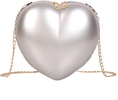 Vrouwen Schoudertas Rits Hartvormige Crossbody Tas Eenvoudige Mode Messenger Beroemde Tassen # Yjp zilver
