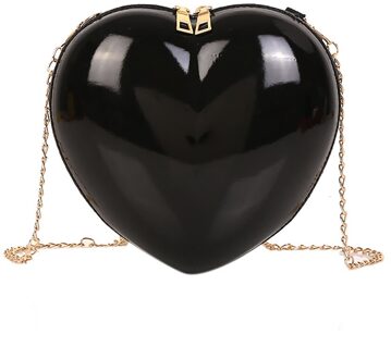 Vrouwen Schoudertas Rits Hartvormige Crossbody Tas Eenvoudige Mode Messenger Beroemde Tassen # Yjp zwart