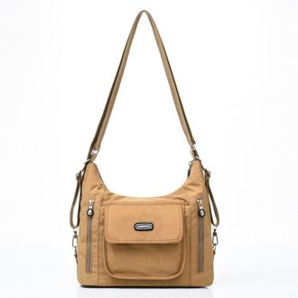 Vrouwen Schoudertas Vrouwen Postman Bag Reistas Multi-Functionele Grote Capaciteit Nylon Crossbody tas Bo Beige