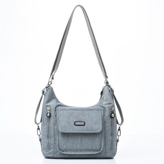 Vrouwen Schoudertas Vrouwen Postman Bag Reistas Multi-Functionele Grote Capaciteit Nylon Crossbody tas Bo Grijs