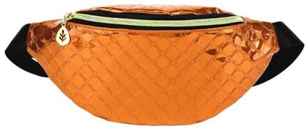 Vrouwen Shiny Lederen Borst Zak Tiener Meisjes Mode Effen Taille Pak Vrouwelijke Toevallige Sport Fanny Schouder Crossbody Pack oranje