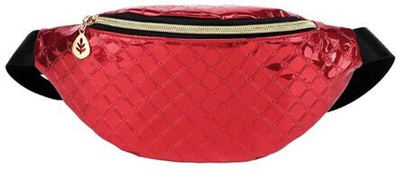 Vrouwen Shiny Lederen Borst Zak Tiener Meisjes Mode Effen Taille Pak Vrouwelijke Toevallige Sport Fanny Schouder Crossbody Pack rood