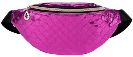 Vrouwen Shiny Lederen Borst Zak Tiener Meisjes Mode Effen Taille Pak Vrouwelijke Toevallige Sport Fanny Schouder Crossbody Pack roos rood