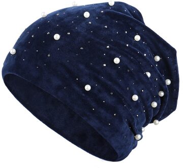 Vrouwen Skullies Mutsen Parel Strass Fluwelen Slouchy Beanie Hoed Voor Vrouwen Winter Dikke Velours Balaclava Bonnet Hoed 1
