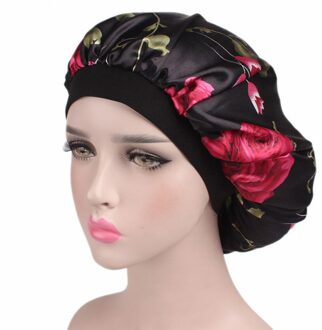Vrouwen Slaap Cap Zachte Zijde Satijn Nachtrust Cap Haar Motorkap Hoed Zijde Comfortabele Hoofd Cover Brede Elastische Band Haar verlies Cap 1