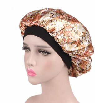 Vrouwen Slaap Cap Zachte Zijde Satijn Nachtrust Cap Haar Motorkap Hoed Zijde Comfortabele Hoofd Cover Brede Elastische Band Haar verlies Cap 3