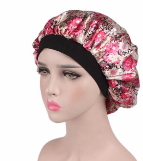 Vrouwen Slaap Cap Zachte Zijde Satijn Nachtrust Cap Haar Motorkap Hoed Zijde Comfortabele Hoofd Cover Brede Elastische Band Haar verlies Cap 4