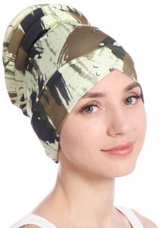 Vrouwen Slaap Zachte Tulband Pre Gebonden Katoen India Chemo Cap Beanie Tulband Hoofddeksels Badmuts stijl