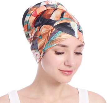 Vrouwen Slaap Zachte Tulband Pre Gebonden Katoen India Chemo Cap Beanie Tulband Hoofddeksels Badmuts style1