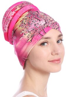 Vrouwen Slaap Zachte Tulband Pre Gebonden Katoen India Chemo Cap Beanie Tulband Hoofddeksels Badmuts style5
