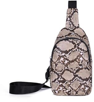 Vrouwen Snake Patroon Keten Schoudertas Heuptas Fanny Riem Packs Phone Pouch Lederen Taille Borst Pakken Toevallige Schoudertas Crossbody Tas licht bruin