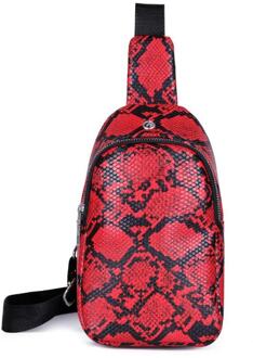 Vrouwen Snake Patroon Keten Schoudertas Heuptas Fanny Riem Packs Phone Pouch Lederen Taille Borst Pakken Toevallige Schoudertas Crossbody Tas Rood