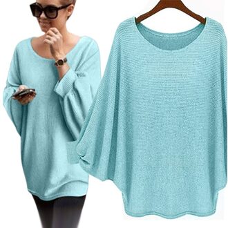 Vrouwen Snoep Kleur Oversized Batwing Gebreide Trui Losse Trui Gebreide Tops Kleding Trui Femme Kleding groen