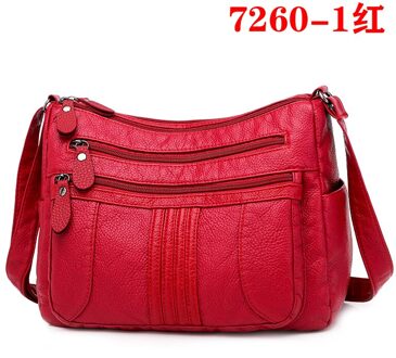 Vrouwen Soft Leder Schoudertassen Vrouwelijke Crossbody Tassen Voor Vrouwen Dames Tassen Forenzenzak 7260-1 rood