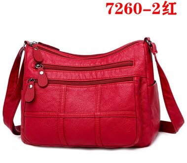 Vrouwen Soft Leder Schoudertassen Vrouwelijke Crossbody Tassen Voor Vrouwen Dames Tassen Forenzenzak 7260-2 rood