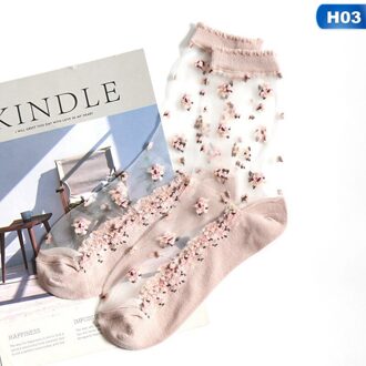 Vrouwen Sokken Ademend Sport Sokken Transparante Dunne Bloem Kant Sokken Kristal Zijde Korte Sokjes Zomer H03