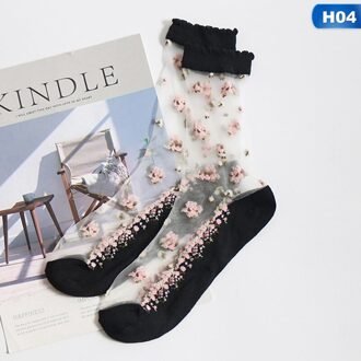 Vrouwen Sokken Ademend Sport Sokken Transparante Dunne Bloem Kant Sokken Kristal Zijde Korte Sokjes Zomer H04