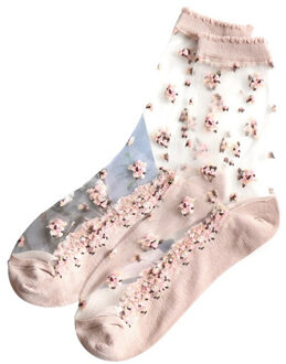 Vrouwen Sokken Ademend Sport Sokken Transparante Dunne Bloem Kant Sokken Kristal Zijde Korte Sokjes Zomer H05