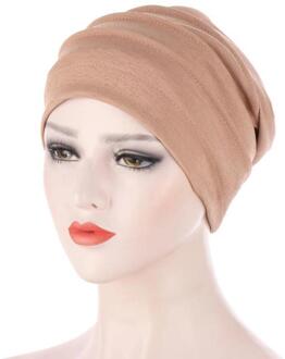 Vrouwen Solid Bamboe Gezamenlijke Stof Baggy Hoed Satijn Voering Chemo Cap Met Elastische Band Night Sleep Cap Hoofddeksels Haar accessoires C5-khaki