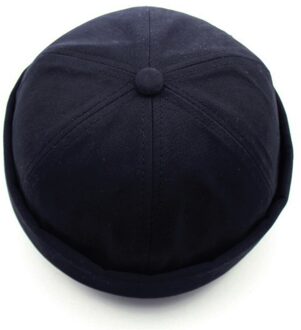 Vrouwen Solid Beanie Cap Katoen Retro Skullcap Monteur Brimless Hoeden Baggy Meloen Cap Docker Visser Hoeden Voor Mannen Mutsen zwart