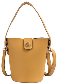 Vrouwen Solid Tote Pu Lederen Handtas Emmer Schoudertas Messenger Bags B2Cshop geel