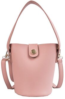 Vrouwen Solid Tote Pu Lederen Handtas Emmer Schoudertas Messenger Bags B2Cshop Roze