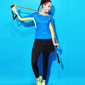Vrouwen Sport Set Tennis Kleding Lange Mouw Broek Rok Badminton Training Twee Stukken Set XXL
