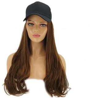 Vrouwen Stijlvolle Lange Golf Pruik Haarstukje Synthetisch Haar Uitbreiding Met Baseball Hoed Multicolor Natuurlijk Sluit Hoed Pruik Verstelbare Licht Bruin