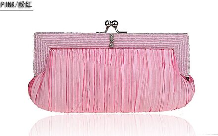 Vrouwen Tas Handtas Elegante Lange Avondtasje Geplooide Hand Gewikkeld Party Bag Dress Mooie Kralen Tas Leuke Side bag Purse Roze