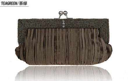 Vrouwen Tas Handtas Elegante Lange Avondtasje Geplooide Hand Gewikkeld Party Bag Dress Mooie Kralen Tas Leuke Side bag Purse thee groen