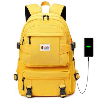 Vrouwen Tas Straat Nationale Tij Stijl Rugzak Grote Capaciteit Meisje Waterdichte Rugzak Outdoor Middelbare School Student Zakken geel