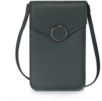 Vrouwen Tas Touch Screen Mobiele Telefoon Purse Smartphone Portemonnee Lederen Schouderband Handtas S10 Huawei P20 diep groen