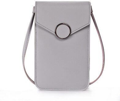 Vrouwen Tas Touch Screen Mobiele Telefoon Purse Smartphone Portemonnee Lederen Schouderband Handtas S10 Huawei P20 licht grijs